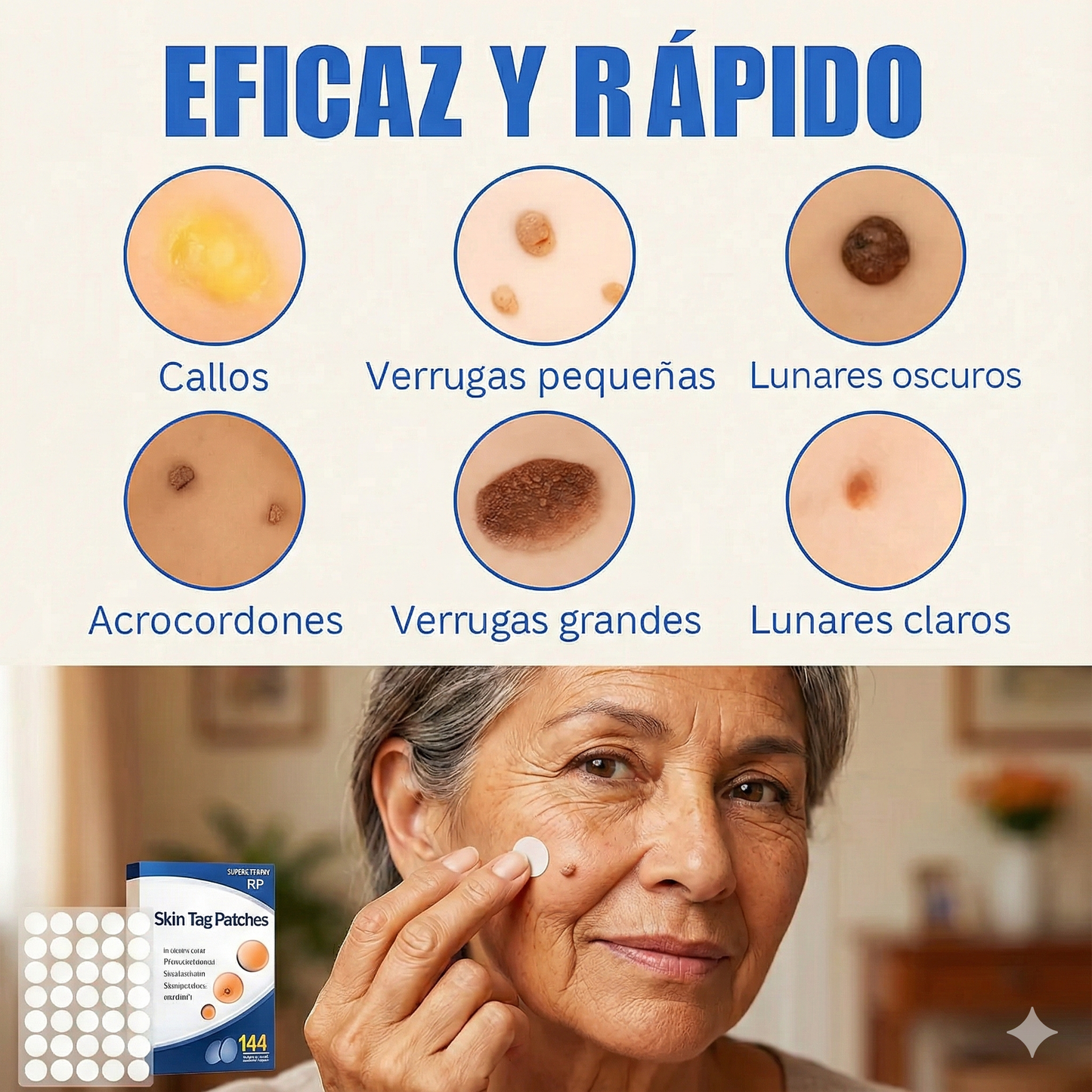 Parche anti-verrugas: elimina verrugas rápido, sin dolor y sin cirugía