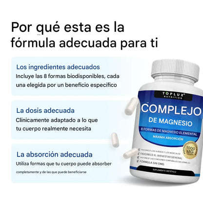 Bienestar total con magnesio puro y alta absorción